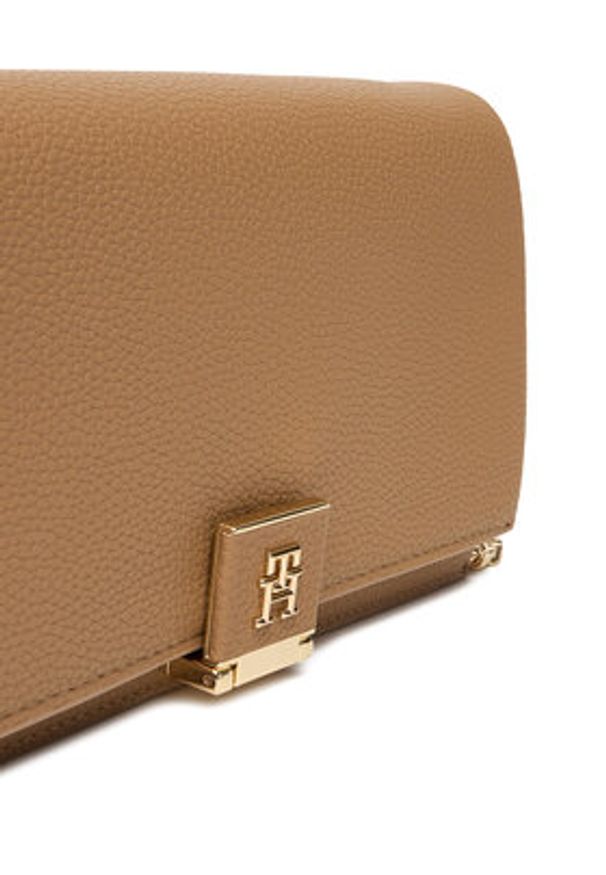 TOMMY HILFIGER - Tommy Hilfiger Torebka Th Her Flap W/Chain AW0AW17403 Beżowy. Kolor: beżowy. Materiał: skórzane