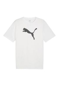 Puma - Jersey Męska Logo Z Bawełny Team Rise. Kolor: biały. Materiał: jersey, bawełna. Sport: turystyka piesza