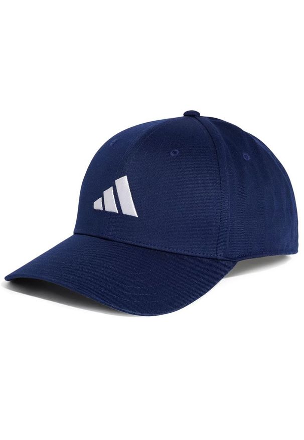 Adidas - Czapka z daszkiem unisex adidas Sportswear New Logo Baseball JP0393 - granatowa. Kolor: niebieski. Materiał: bawełna. Wzór: ze splotem. Sezon: lato. Styl: klasyczny