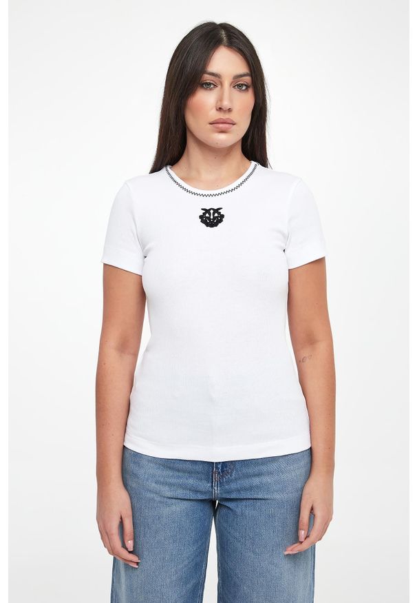 Pinko - T-shirt damski z logo Brugherio PINKO