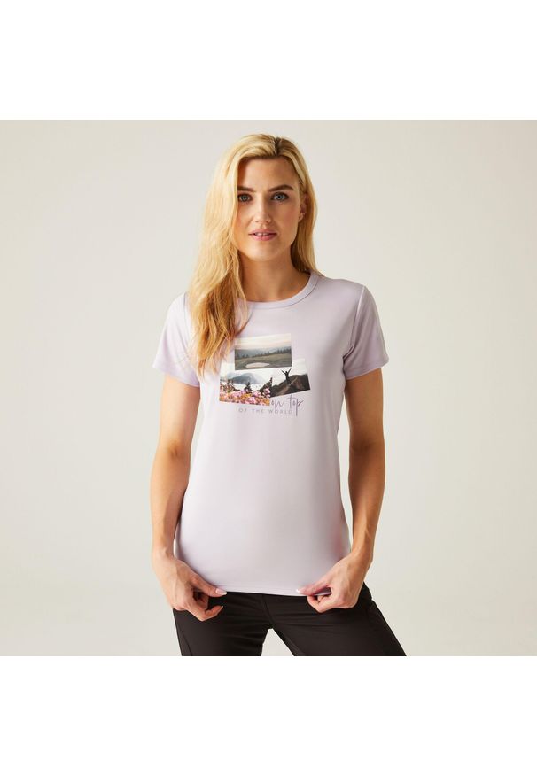 Regatta - Fingal VIII damska koszulka. Kolor: różowy, wielokolorowy, fioletowy. Materiał: tkanina. Sport: turystyka piesza