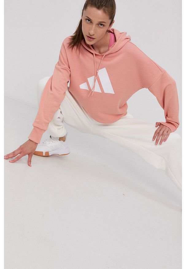 adidas Performance - Bluza. Kolor: pomarańczowy. Materiał: dzianina, materiał. Długość rękawa: długi rękaw. Długość: długie. Wzór: nadruk