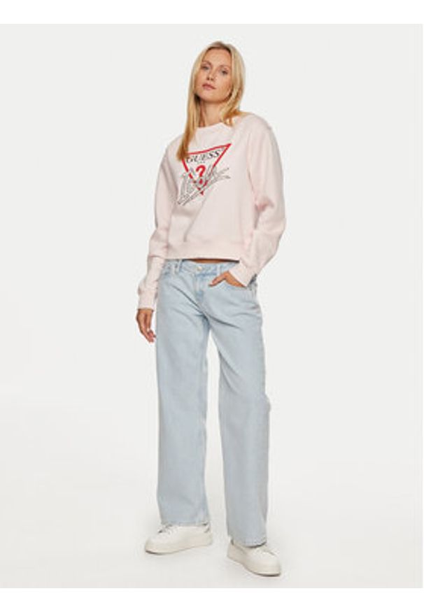 Guess Bluza W4YQ25 KB681 Różowy Regular Fit. Kolor: różowy. Materiał: syntetyk