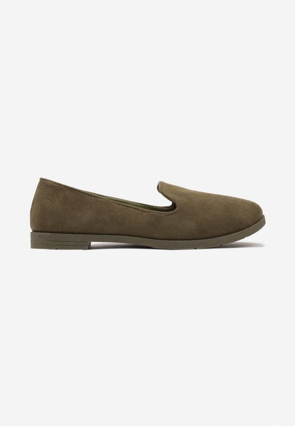 Renee - Ciemnozielone Balerinki Typu Loafersy Daphikaia. Okazja: na spacer. Kolor: zielony. Sezon: lato. Styl: elegancki
