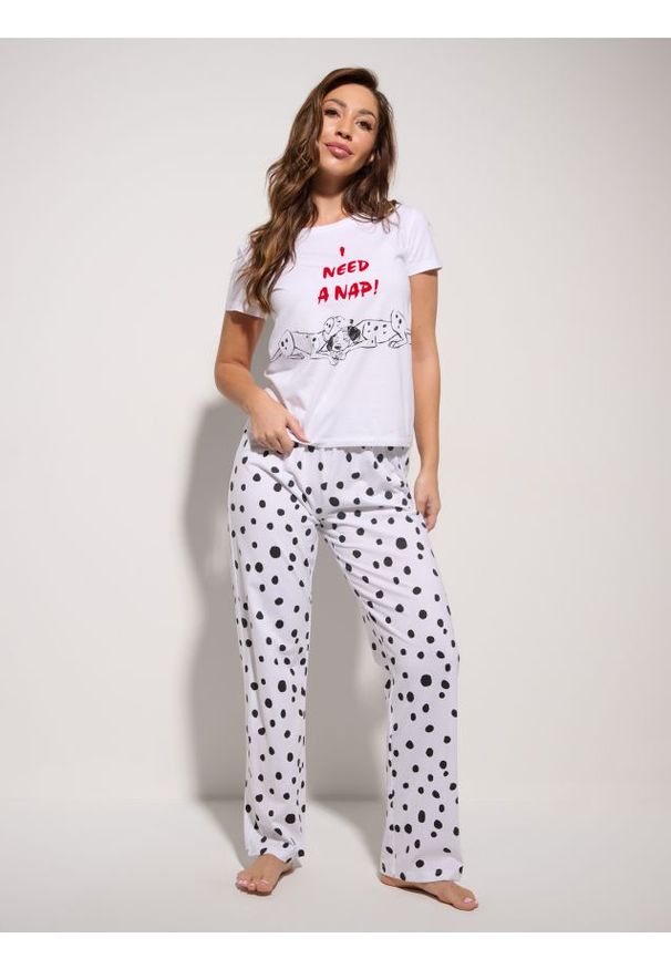 Sinsay - Bawełniana piżama dwuczęściowa 101 Dalmatians - biały. Kolor: biały. Materiał: bawełna