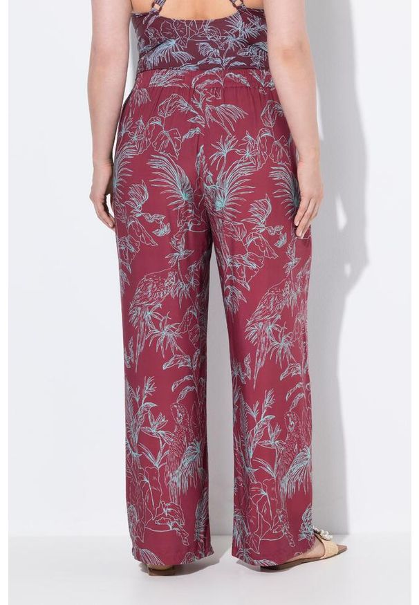 ULLA POPKEN - Damskie Spodnie palazzo dżungla szeroka nogawka elastyczny pas. Kolekcja: plus size. Kolor: niebieski. Materiał: wiskoza, materiał. Sport: joga i pilates