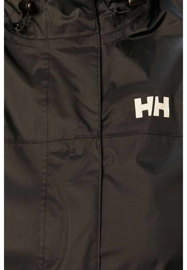Helly Hansen - Kurtka przeciwdeszczowa. Okazja: na co dzień. Kolor: czarny. Materiał: materiał. Wzór: nadruk. Styl: casual