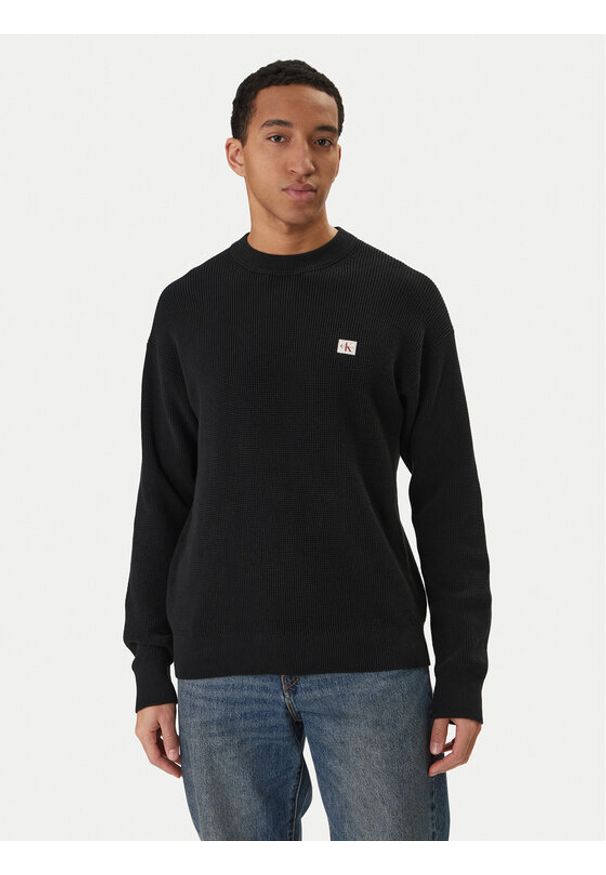 Calvin Klein Jeans Sweter LV04RD313G Czarny Regular Fit. Kolor: czarny. Materiał: bawełna