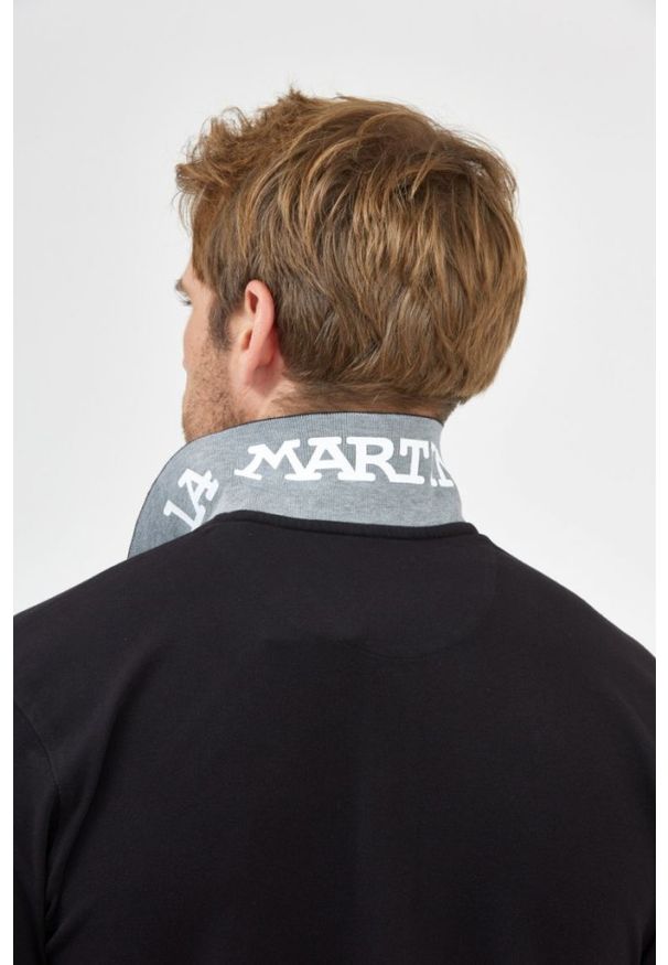 La Martina - LA MARTINA Czarna męska koszulka polo z wyszywanym logo, Rozmiar M. Typ kołnierza: polo. Kolor: czarny
