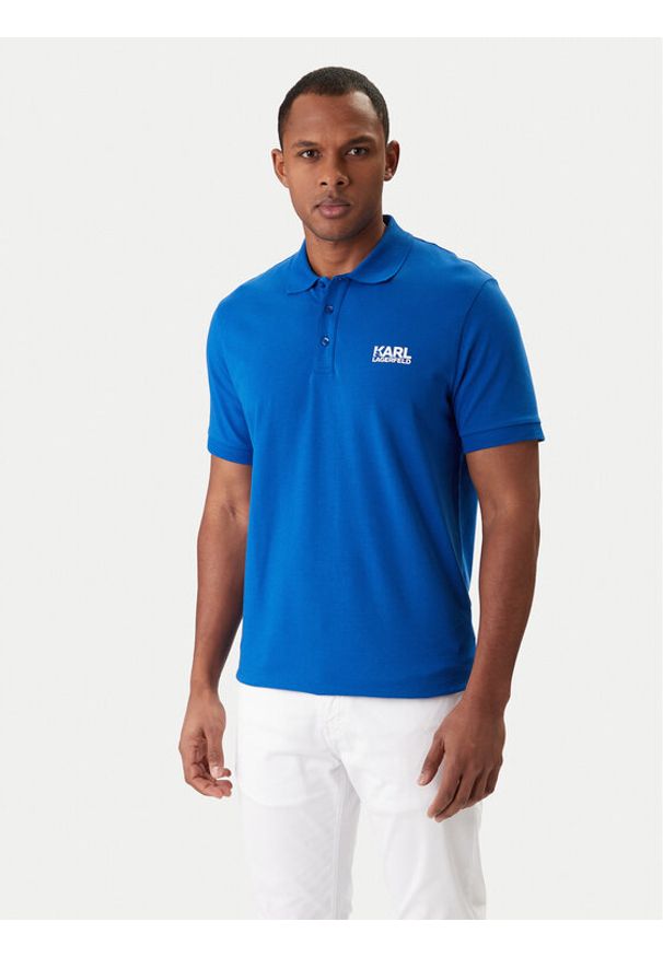 Karl Lagerfeld - KARL LAGERFELD Polo 745780 561235 Niebieski Regular Fit. Typ kołnierza: polo. Kolor: niebieski. Materiał: bawełna