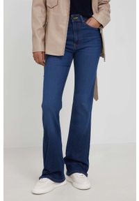 DKNY - Dkny jeansy Boreum damskie high waist. Stan: podwyższony. Kolor: niebieski