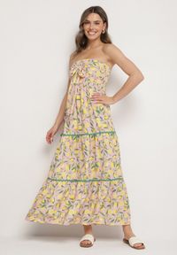 Born2be - Różowa Sukienka w Cytryny z Kokardą Galadessa. Okazja: na co dzień, na randkę. Typ kołnierza: kokarda. Kolor: różowy. Sezon: lato. Styl: casual, elegancki #6