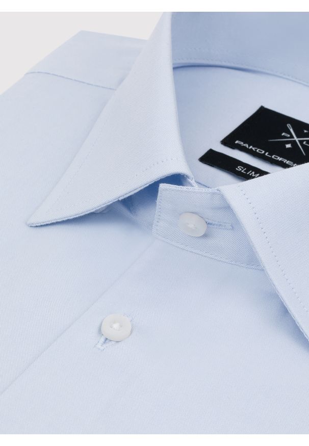 Pako Lorente - PAKO LORENTE – Gładka koszula męska w kolorze jasnoniebieskim. Kolor: szary, beżowy, wielokolorowy, niebieski. Materiał: bawełna. Długość rękawa: długi rękaw. Długość: długie. Wzór: gładki