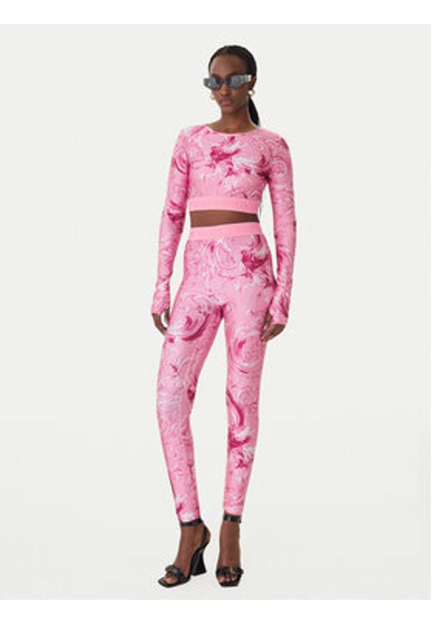 Versace Jeans Couture Bluzka 80HAH218 JS532 Różowy Slim Fit. Kolor: różowy. Materiał: syntetyk