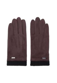 Wittchen - Męskie rękawiczki z ukośnym przeszyciem i ściągaczem brązowe. Kolor: brązowy. Materiał: poliester. Styl: elegancki #3