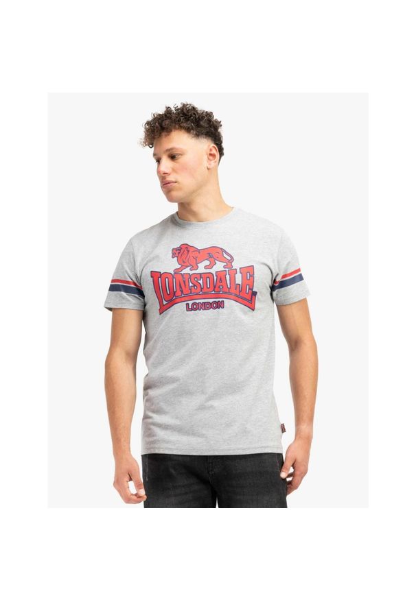 T-shirt regularny Lonsdale Methley. Kolor: wielokolorowy, niebieski, szary. Wzór: paski