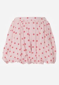 Born2be - Różowe Szorty z Bawełną i Wiskozą o Kroju Bombki w Kropki Haros. Okazja: na co dzień. Kolor: różowy. Materiał: wiskoza, bawełna. Wzór: kropki. Styl: casual, elegancki #3