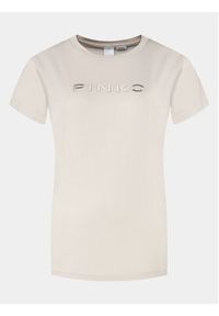 Pinko T-Shirt Start 101752 A1NW Beżowy Regular Fit. Kolor: beżowy. Materiał: bawełna #3