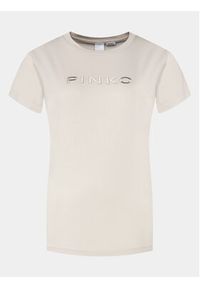 Pinko T-Shirt Start 101752 A1NW Beżowy Regular Fit. Kolor: beżowy. Materiał: bawełna