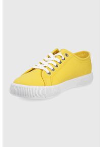 Calvin Klein Jeans tenisówki YW0YW00482.ZCU damskie kolor żółty. Nosek buta: okrągły. Zapięcie: sznurówki. Kolor: żółty. Materiał: materiał, włókno, guma #3