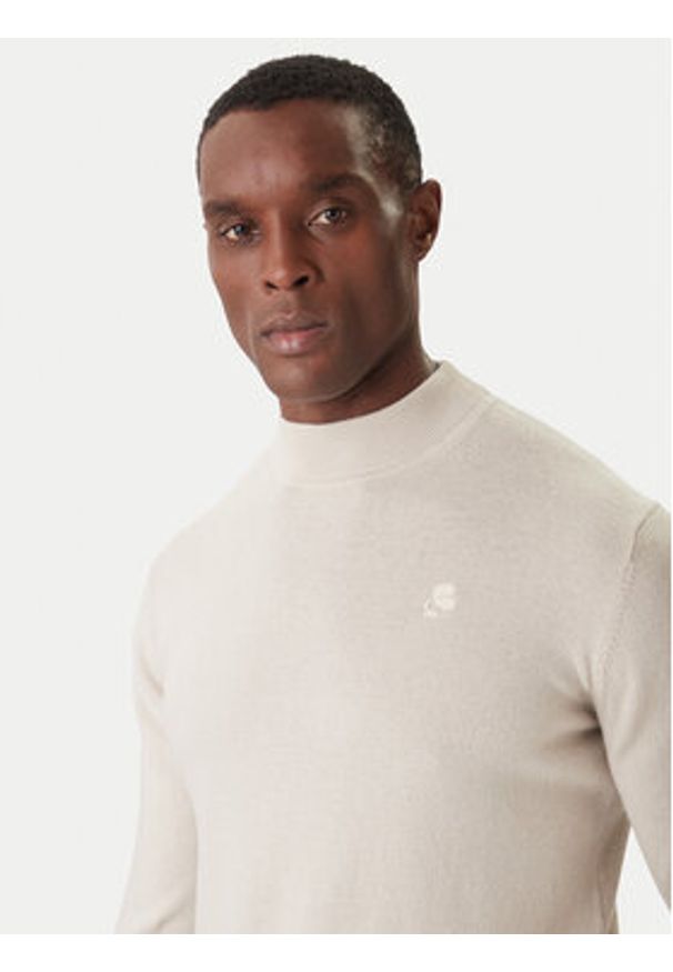 Karl Lagerfeld - KARL LAGERFELD Golf 655002 554399 Beżowy Slim Fit. Typ kołnierza: golf. Kolor: beżowy. Materiał: wełna