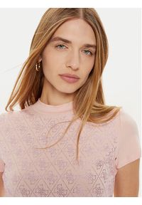 Guess T-Shirt W4BI26 J1314 Różowy Slim Fit. Kolor: różowy. Materiał: bawełna #4