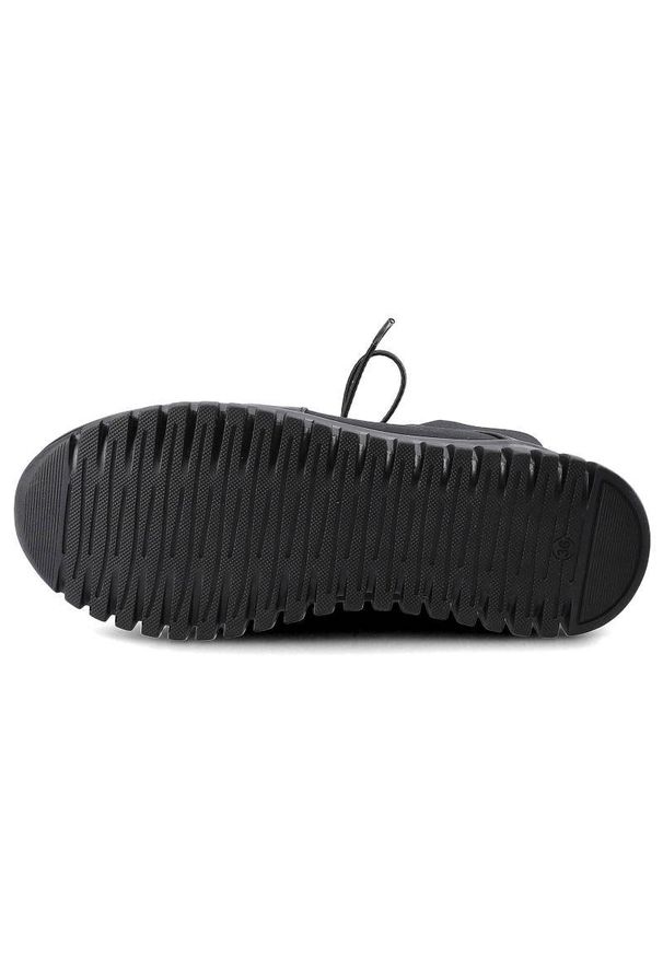Sneakersy damskie Artiker, sznurowany fason podwyższona cholewka elastyczne wstawki masywna podeszwa z głębokimi nacięciami, czarne, 43C277. Okazja: na co dzień. Zapięcie: sznurówki. Kolor: czarny. Materiał: skóra, materiał, tkanina. Szerokość cholewki: normalna. Styl: casual