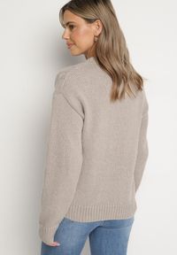 Born2be - Szary Sweter z Wełną Ściągaczem i Tłoczeniem Riavonnae. Okazja: na co dzień. Kolor: szary. Materiał: wełna. Styl: wizytowy, klasyczny, casual, elegancki #2