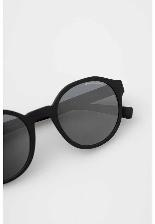 Armani Exchange Okulary przeciwsłoneczne kolor czarny. Kształt: okrągłe. Kolor: czarny