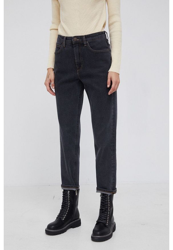 Lee jeansy CAROL WESTERN BLACK RINSE damskie high waist. Stan: podwyższony. Kolor: szary
