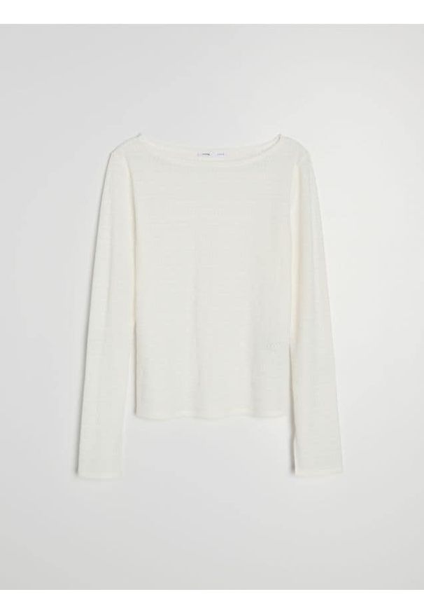 Sinsay - Strukturalna bluzka - kremowy. Kolor: kremowy