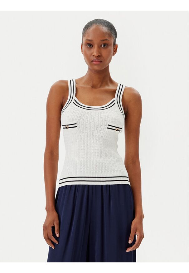 Fracomina Top FR25ST4011K52401 Écru Slim Fit. Materiał: wiskoza, syntetyk