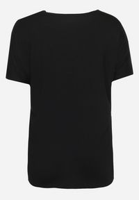Born2be - Czarny T-shirt z Ozdobnym Nadrukiem i Cyrkoniami Colilena. Okazja: na co dzień. Kolor: czarny. Wzór: nadruk. Styl: klasyczny, casual, elegancki #5