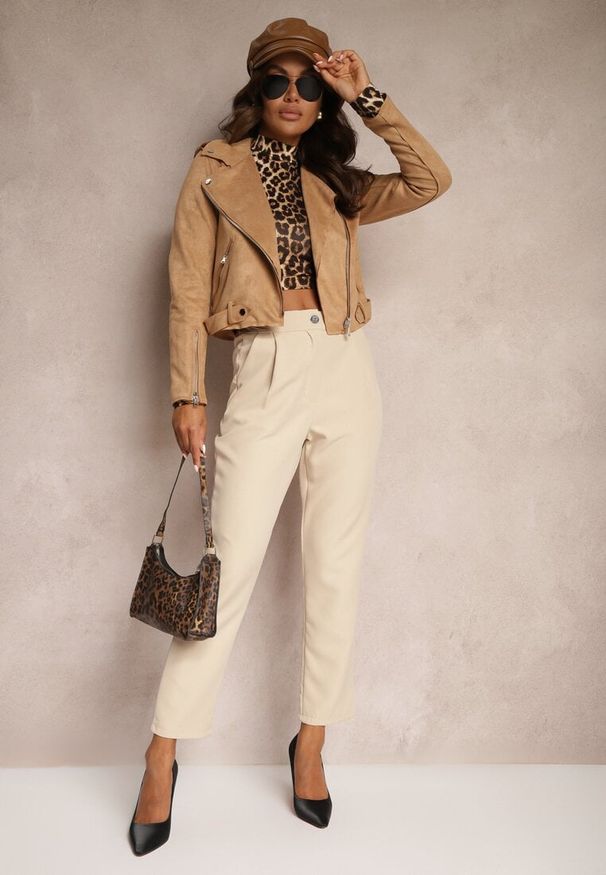 Renee - Beżowe Spodnie Cygaretki Zalko. Okazja: na co dzień. Kolor: beżowy. Styl: klasyczny, casual, elegancki