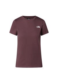Koszulka damska The North Face Simple Dome 0A87NHBQ71 - brązowa. Kolor: brązowy. Materiał: bawełna, poliester. Długość rękawa: krótki rękaw. Długość: krótkie. Wzór: nadruk #1