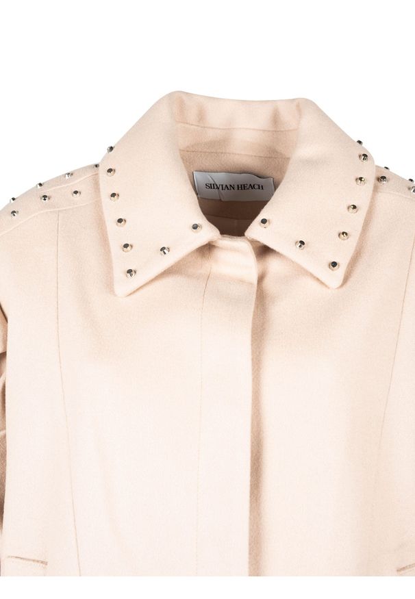 Silvian Heach Kurtka "Oversize" | CVA22004GB | Kobieta | Beżowy. Kolor: beżowy. Materiał: poliester, wełna, acetat. Wzór: aplikacja