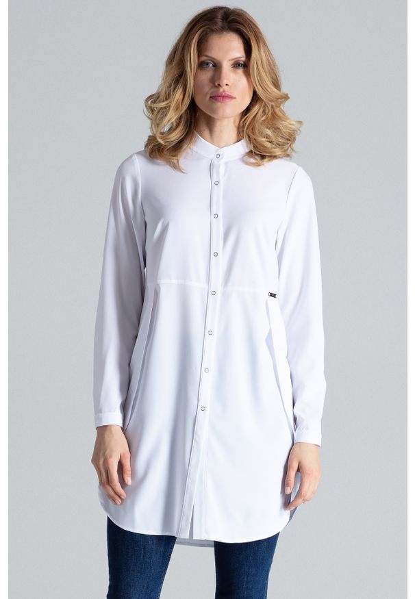 Figl - Biała Koszula -Tunika Zapinana Na Zatrzaski. Kolor: biały