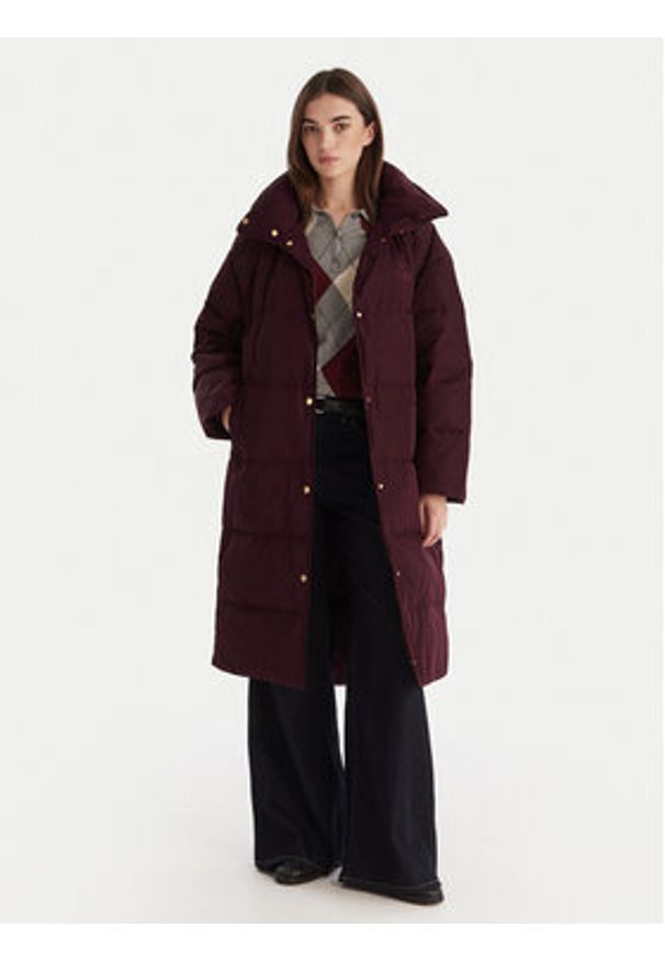 TOMMY HILFIGER - Tommy Hilfiger Kurtka puchowa WW0WW47279 Bordowy Relaxed Fit. Kolor: czerwony. Materiał: syntetyk