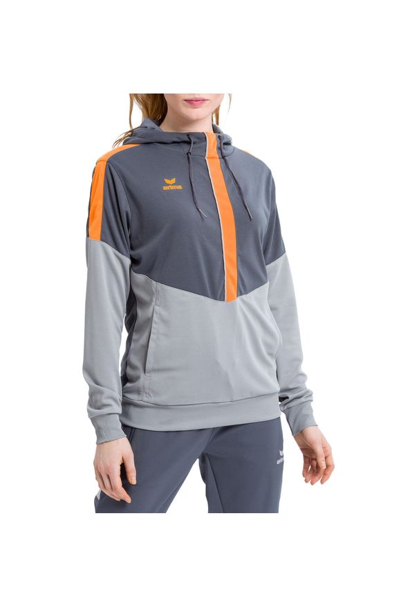 ERIMA - Damska bluza z kapturem Erima Squad. Typ kołnierza: kaptur. Kolor: szary, wielokolorowy, pomarańczowy. Sport: piłka ręczna