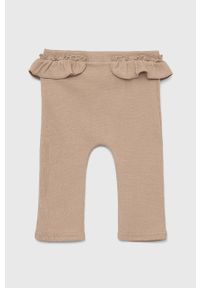 Jamiks legginsy niemowlęce kolor beżowy gładkie. Kolor: beżowy. Materiał: dzianina. Wzór: gładki #4