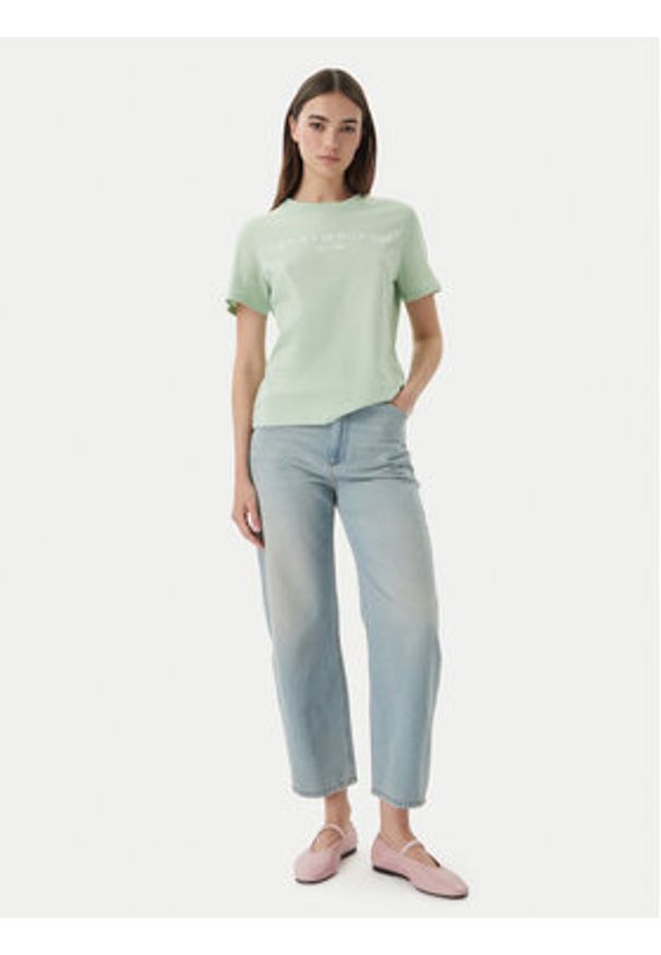 TOMMY HILFIGER - Tommy Hilfiger T-Shirt WW0WW40276 Zielony Regular Fit. Kolor: zielony. Materiał: bawełna