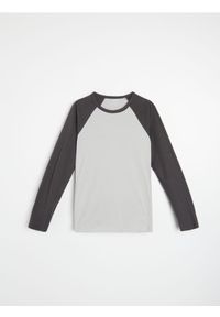 Sinsay - Bawełniana koszulka longsleeve - szary. Kolor: szary. Materiał: bawełna. Długość rękawa: długi rękaw