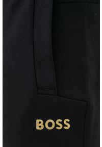 Boss Green - BOSS spodnie dresowe BOSS GREEN męskie kolor czarny z aplikacją. Kolor: czarny. Materiał: dresówka. Wzór: aplikacja #2