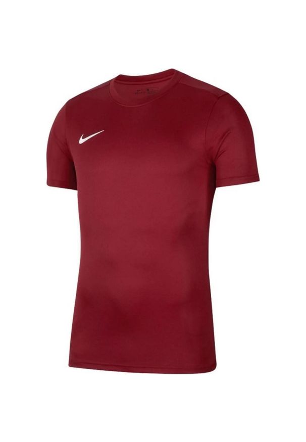 Nike - Męska Koszulka Z Krótkim Rękawem Dry Park VII. Kolor: czerwony. Długość rękawa: krótki rękaw. Długość: krótkie. Sport: turystyka piesza