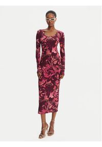 Versace Jeans Couture Sukienka codzienna 79HAO920 JS500 Bordowy Slim Fit. Okazja: na co dzień. Kolor: czerwony. Materiał: wiskoza. Typ sukienki: proste. Styl: casual #4