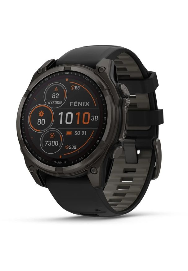 GARMIN - Zegarek sportowy Garmin Fenix 8 Solar Sapphire Czarny (010-02906-11). Kolor: czarny. Styl: sportowy