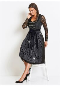 Sukienka ludowa z fartuchem z cekinami bonprix czarny wzorzysty. Kolor: czarny #4
