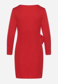 Born2be - Czerwona Sukienka Kopertowa Mini Wiązana w Pasie Icona. Kolor: czerwony. Typ sukienki: kopertowe. Styl: elegancki. Długość: mini #3