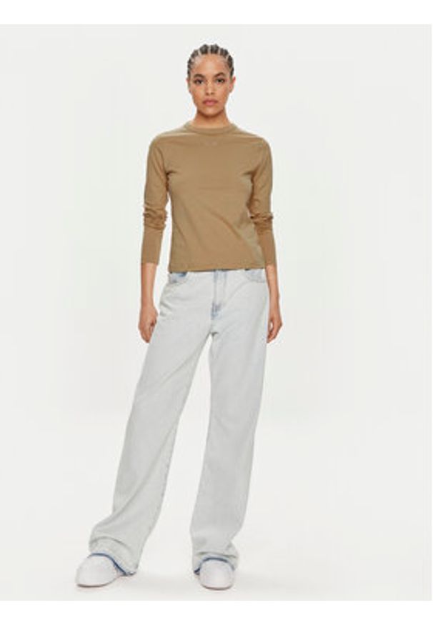 Calvin Klein Bluzka Nano Logo K20K207572 Beżowy Regular Fit. Kolor: beżowy. Materiał: bawełna