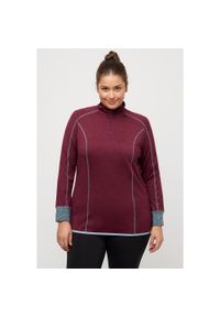 ULLA POPKEN - Damskie Koszulka stójka na suwak Slim Fit długi rękaw otwór na kciuk. Typ kołnierza: kołnierzyk stójkowy. Kolekcja: plus size. Kolor: czerwony. Materiał: poliester, materiał, elastan. Długość rękawa: długi rękaw. Długość: długie #1